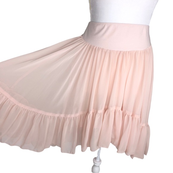 Free People ballet pink flowy ruffle skirt pull-on small - Picture 1 of 13